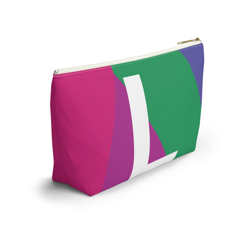 Initials Colorblock Accessory Pouch — Monogram L T-Bottom Cosmetic Bag