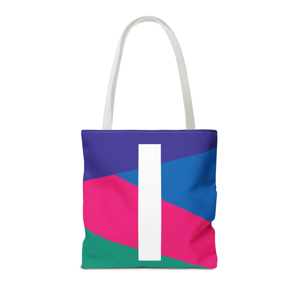 Monogram 'I' Colorblock Tote Bag — Personalized Initial I Shoulder Tote