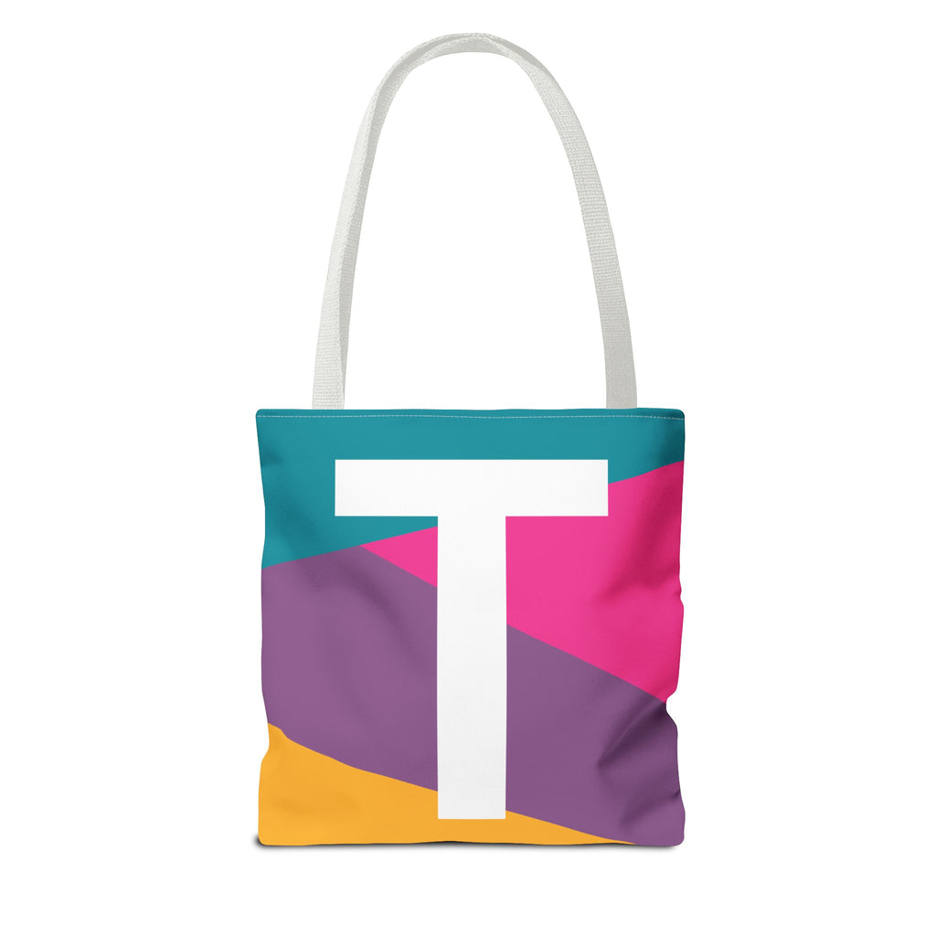 Monogram 'T' Colorblock Tote Bag — Personalized Initial T Shoulder Tote