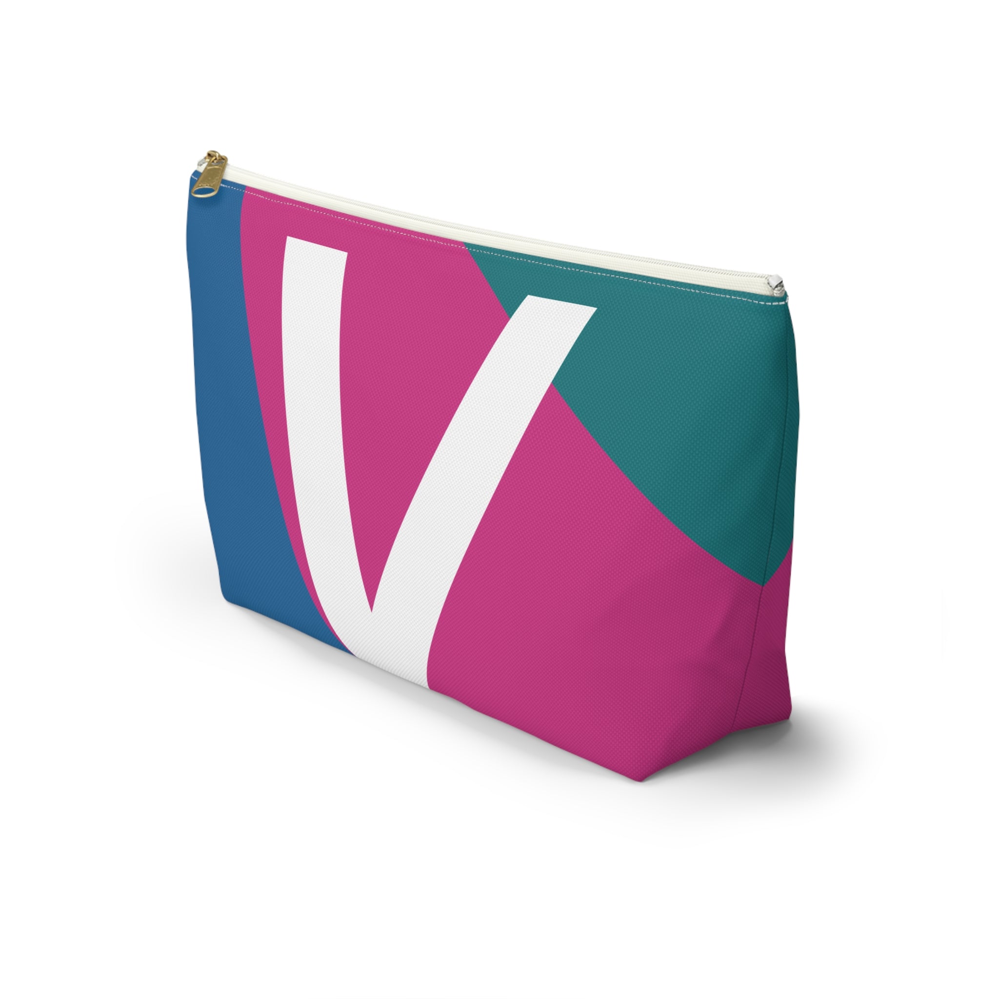 Initials Colorblock Accessory Pouch — Monogram V T-Bottom Cosmetic Bag
