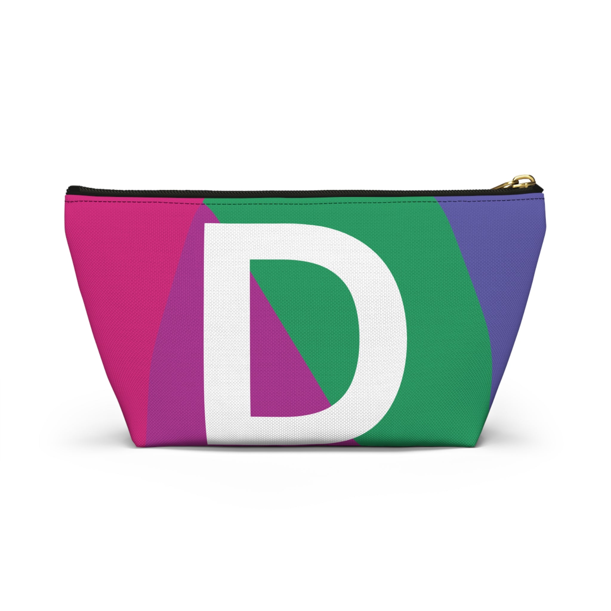 Initials Colorblock Accessory Pouch — Monogram D T-Bottom Cosmetic Bag