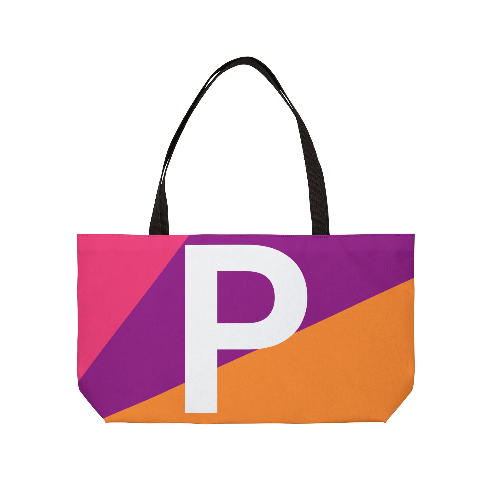 Personalized 'P' Colorblock Tote Bag — Monogram Weekender Tote
