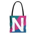Monogram 'N' Colorblock Tote Bag — Personalized Initial N Shoulder Tote