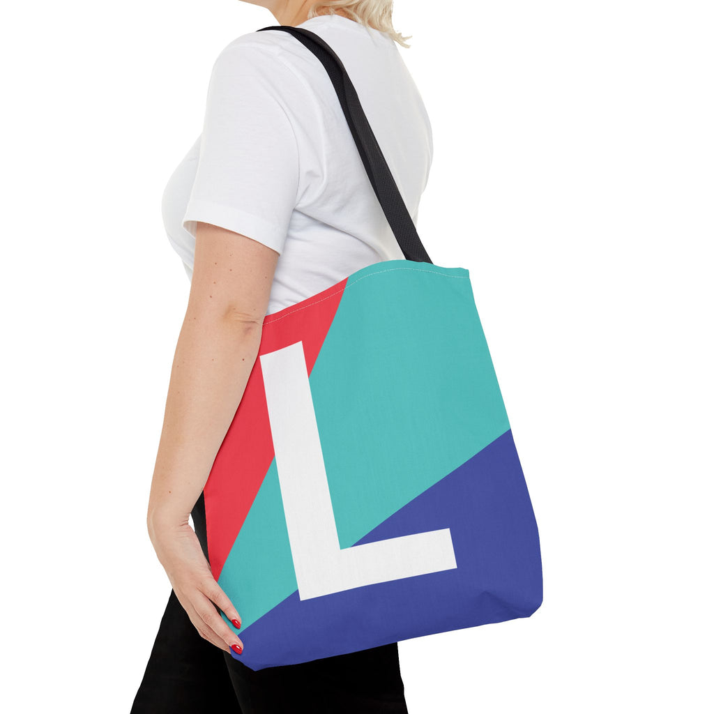 Monogram 'L' Colorblock Tote Bag — Personalized Initial L Shoulder Tote