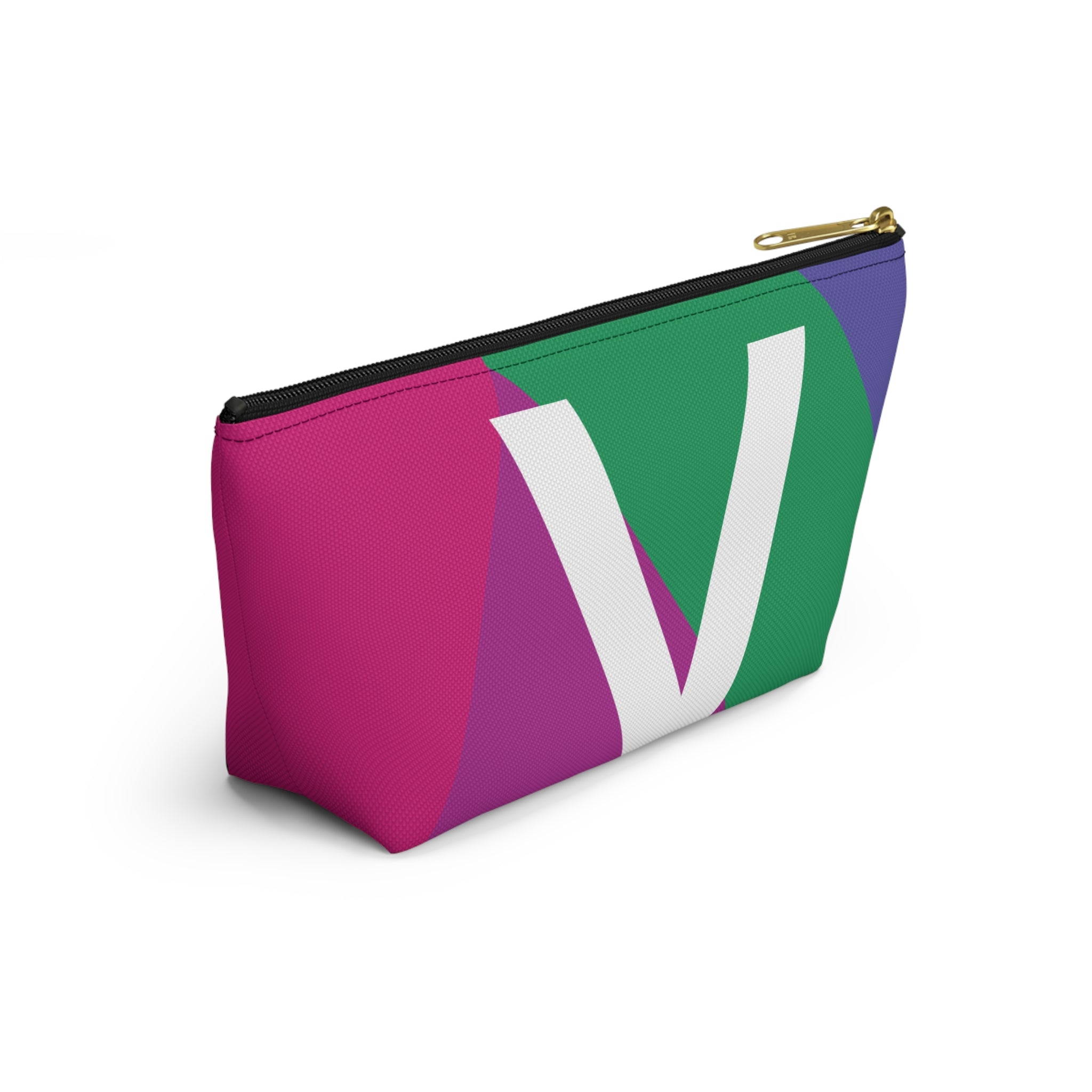 Initials Colorblock Accessory Pouch — Monogram V T-Bottom Cosmetic Bag