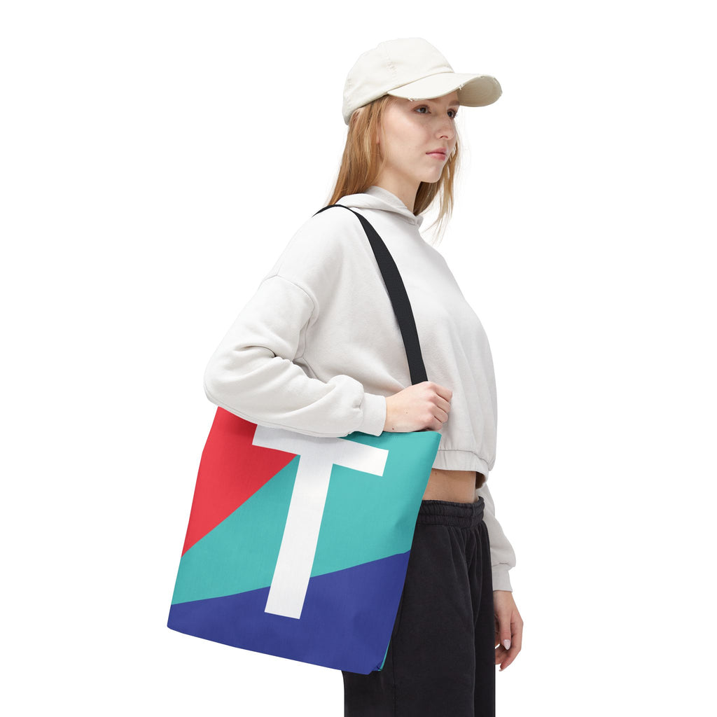 Monogram 'T' Colorblock Tote Bag — Personalized Initial T Shoulder Tote