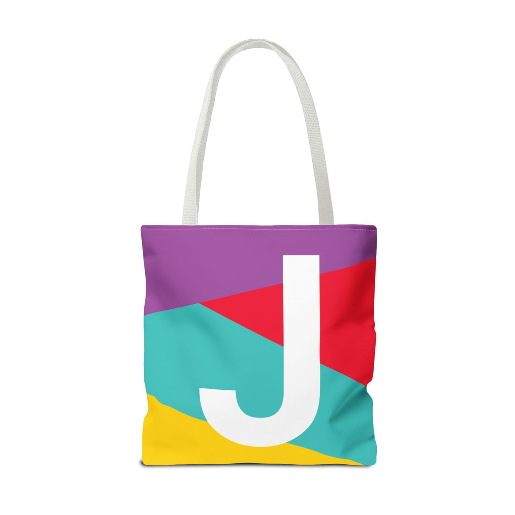 Monogram 'J' Colorblock Tote Bag — Personalized Initial J Shoulder Tote