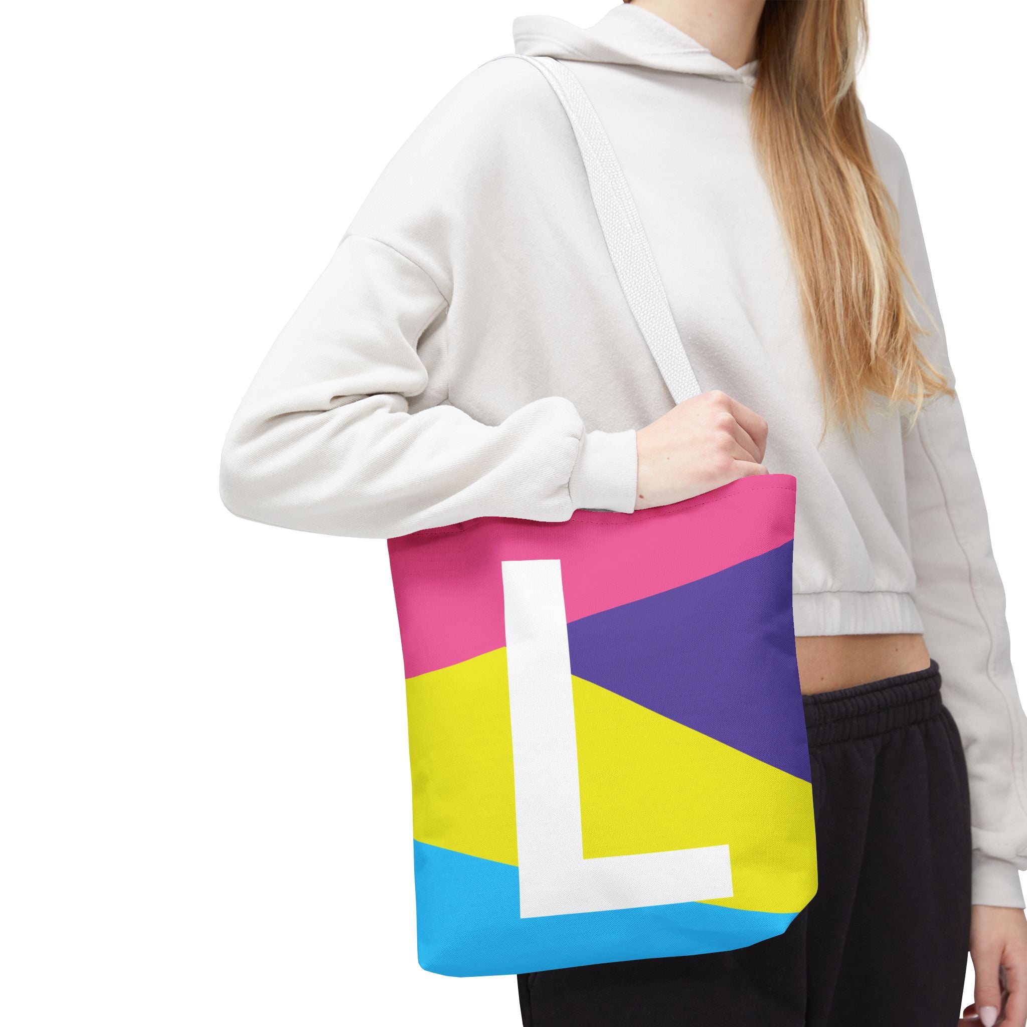 Monogram 'L' Colorblock Tote Bag — Personalized Initial L Shoulder Tote