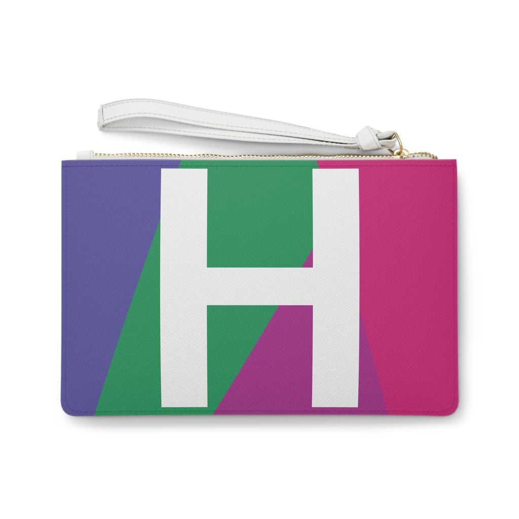 Monogram 'H' Colorblock Clutch Bag — Bold Geometric Wristlet for Everyday & Gifts