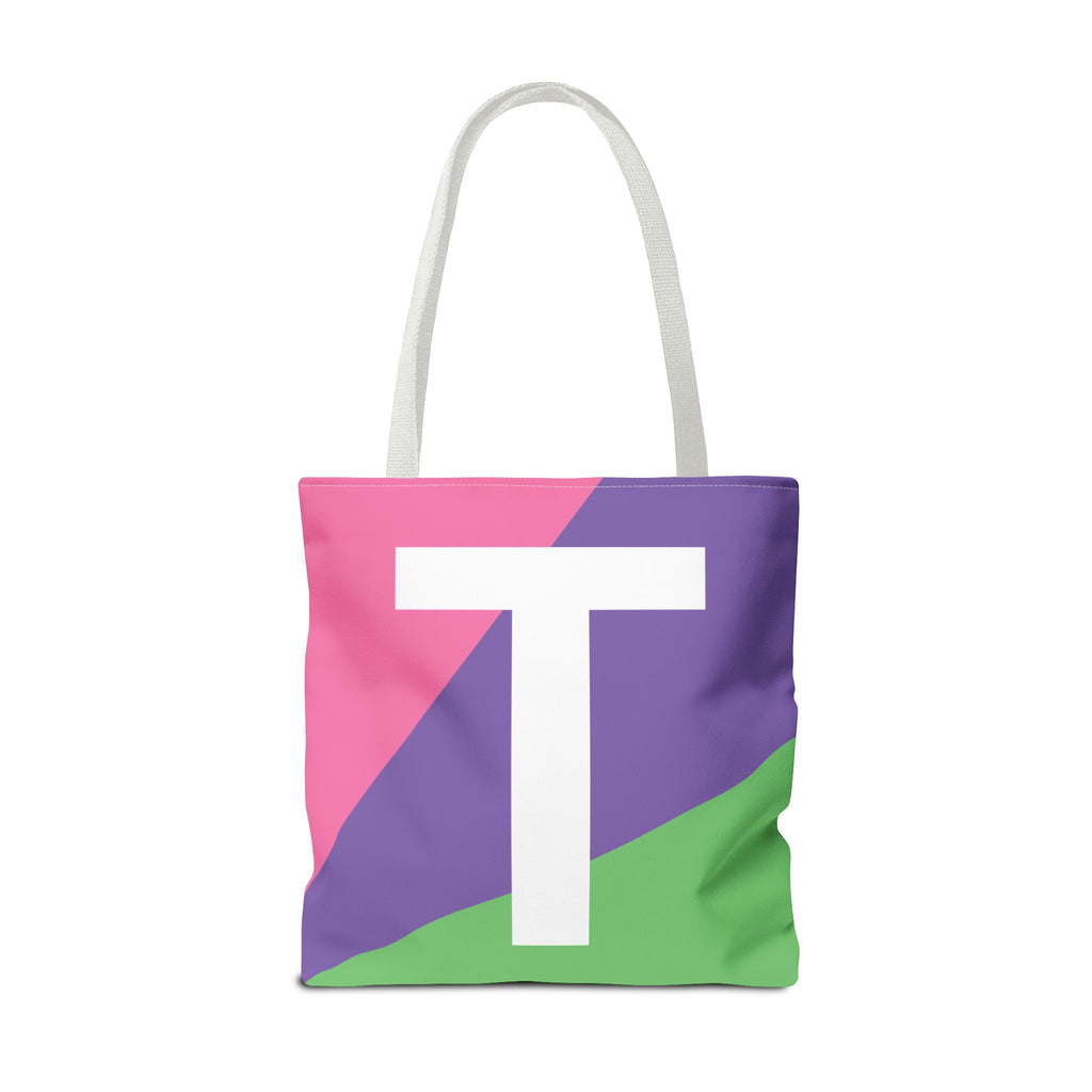 Monogram 'T' Colorblock Tote Bag — Personalized Initial T Shoulder Tote