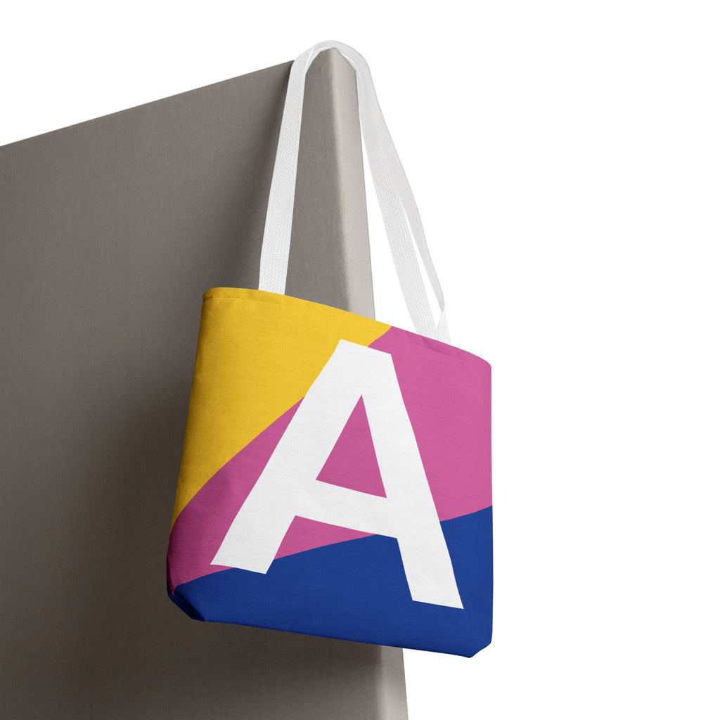 Monogram 'A' Colorblock Tote Bag — Personalized Initial A Shoulder Tote