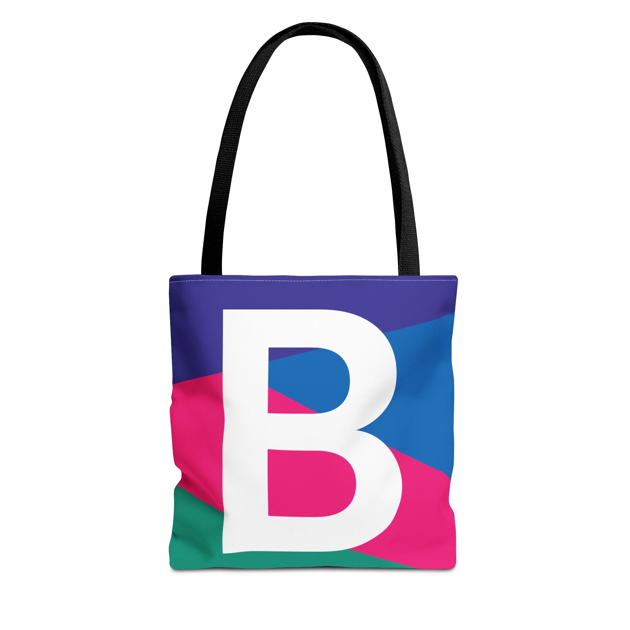Monogram 'B' Colorblock Tote Bag — Personalized Initial B Shoulder Tote