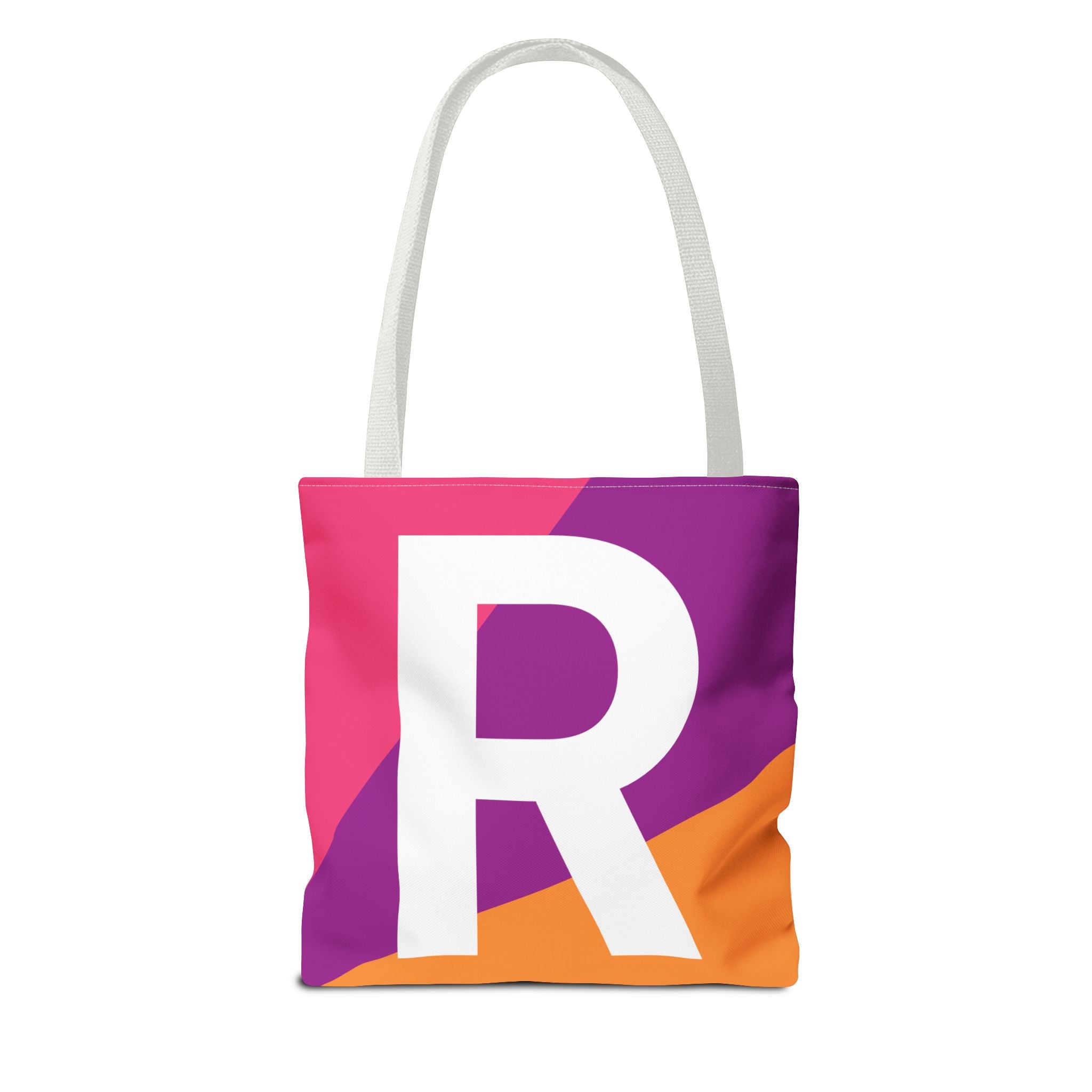 Monogram 'R' Colorblock Tote Bag — Personalized Initial R Shoulder Tote