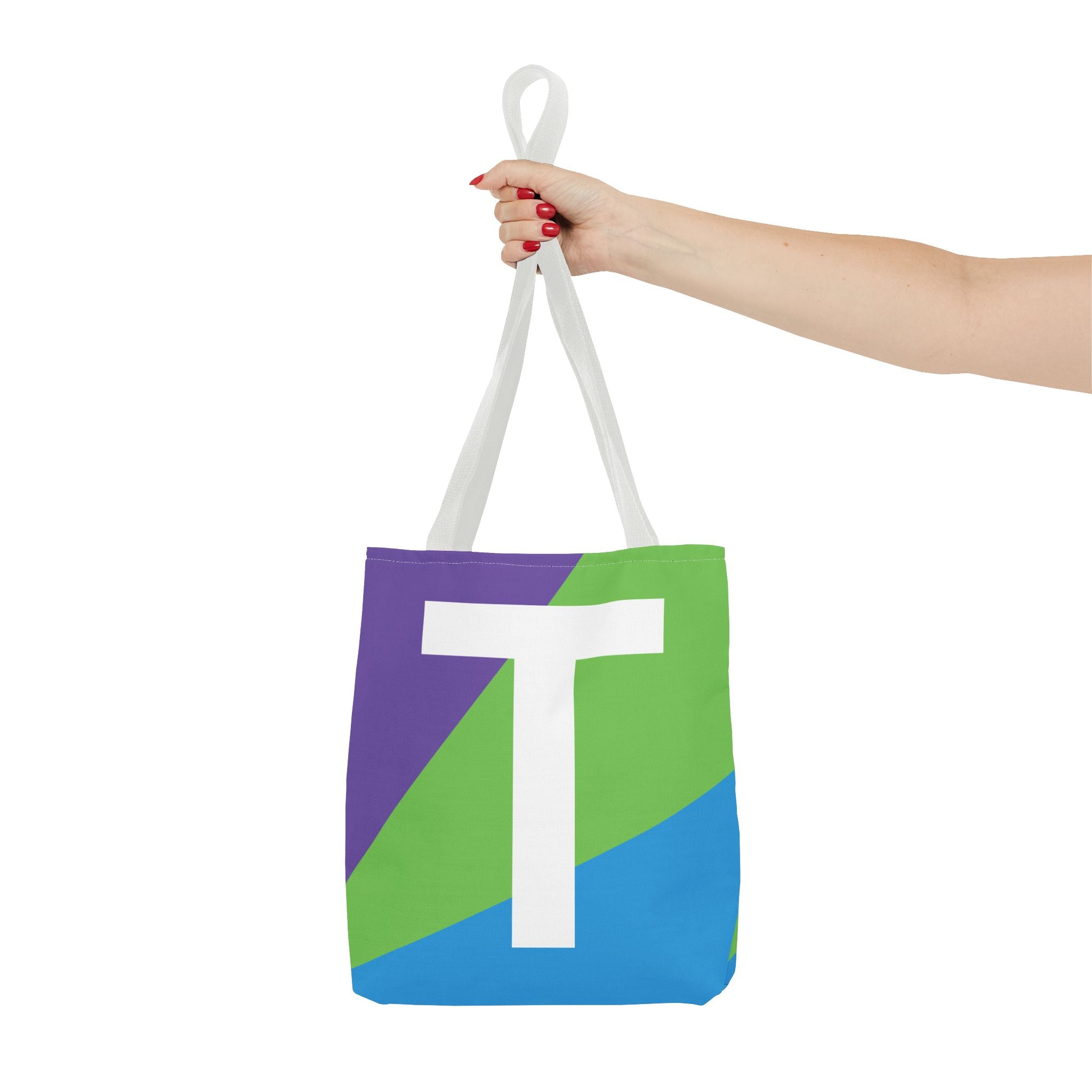 Monogram 'T' Colorblock Tote Bag — Personalized Initial T Shoulder Tote