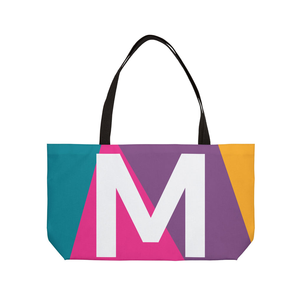 Personalized 'M' Colorblock Tote Bag — Monogram Weekender Tote
