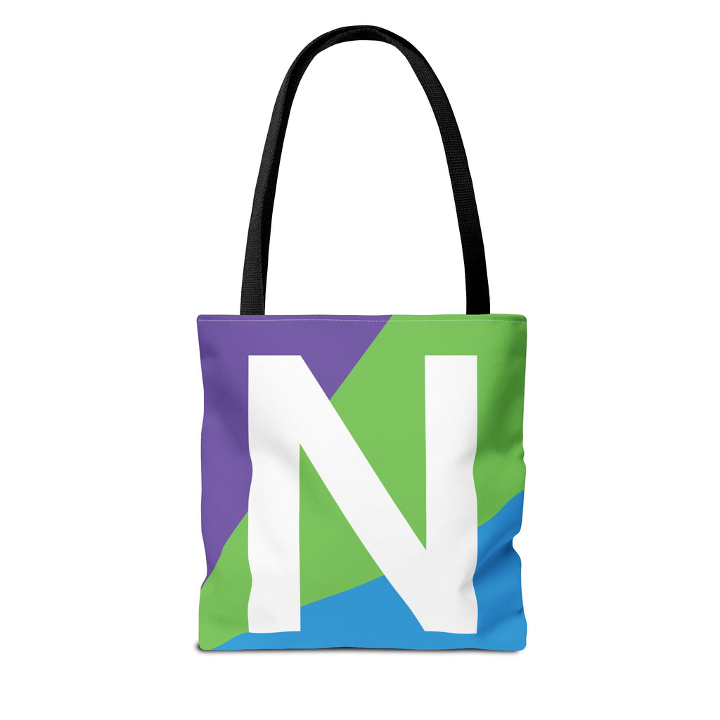 Monogram 'N' Colorblock Tote Bag — Personalized Initial N Shoulder Tote