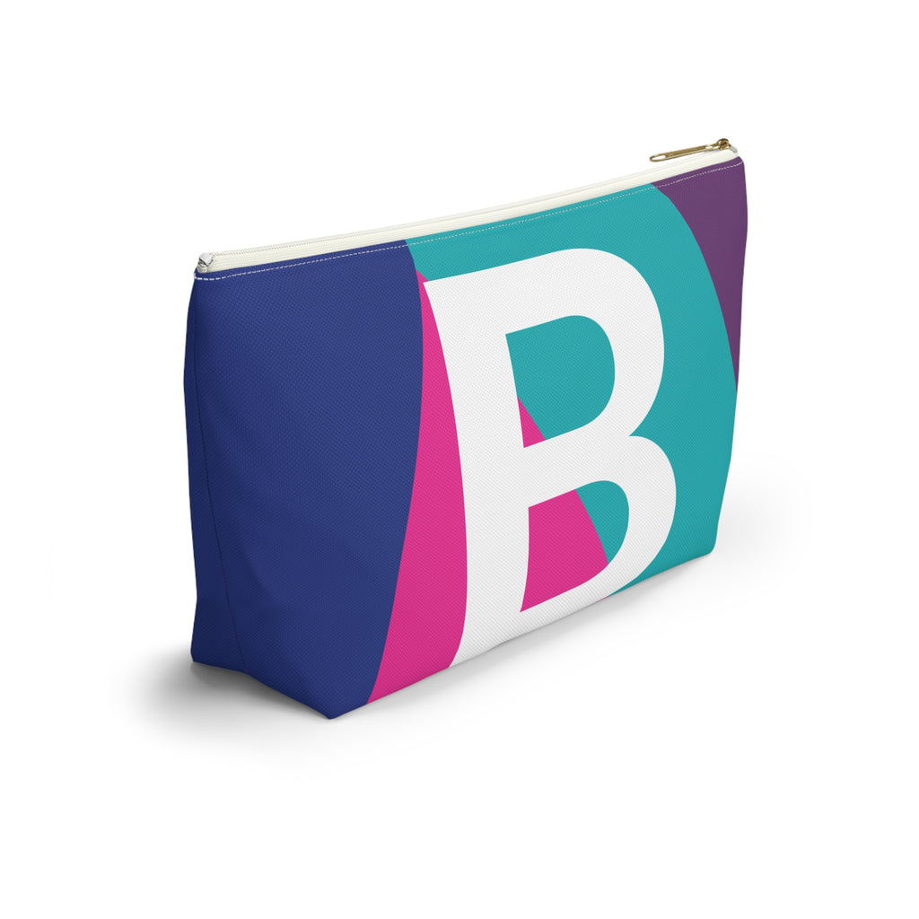 Initials Colorblock Accessory Pouch — Monogram B T-Bottom Cosmetic Bag