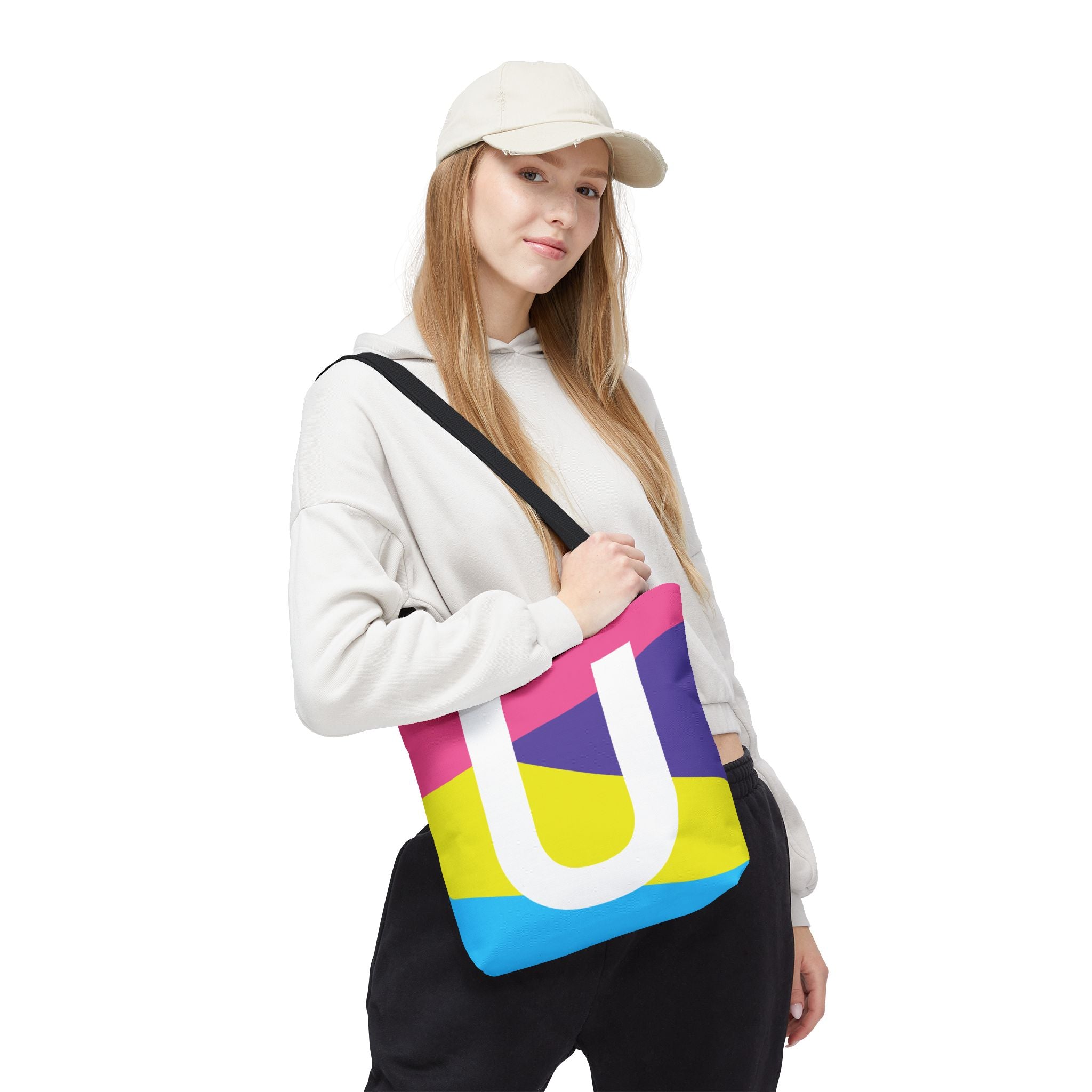 Monogram 'U' Colorblock Tote Bag — Personalized Initial U Shoulder Tote