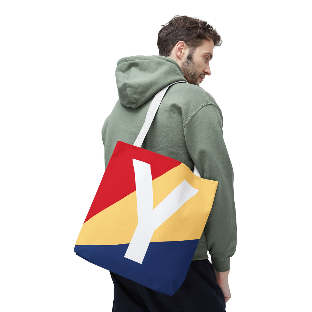 Monogram 'Y' Colorblock Tote Bag — Personalized Initial Y Shoulder Tote