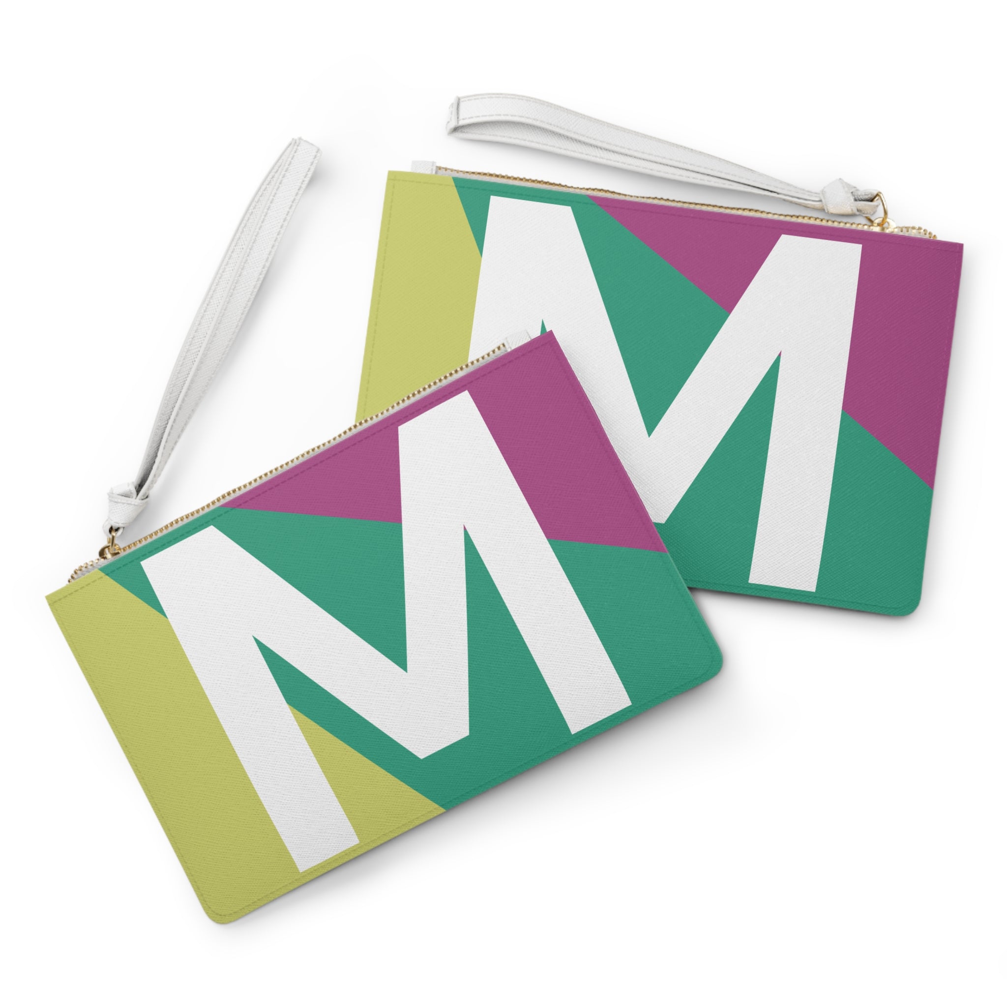 Monogram 'M' Colorblock Clutch Bag — Bold Geometric Wristlet for Everyday & Gifts