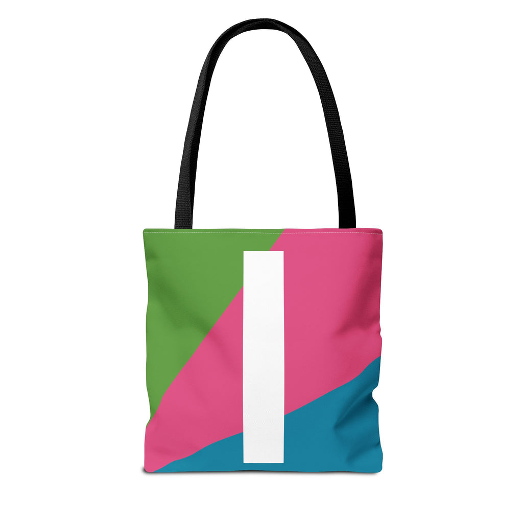 Monogram 'I' Colorblock Tote Bag — Personalized Initial I Shoulder Tote