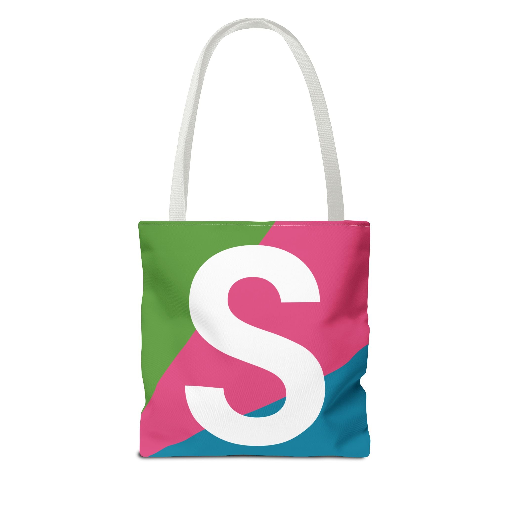 Monogram 'S' Colorblock Tote Bag — Personalized Initial S Shoulder Tote