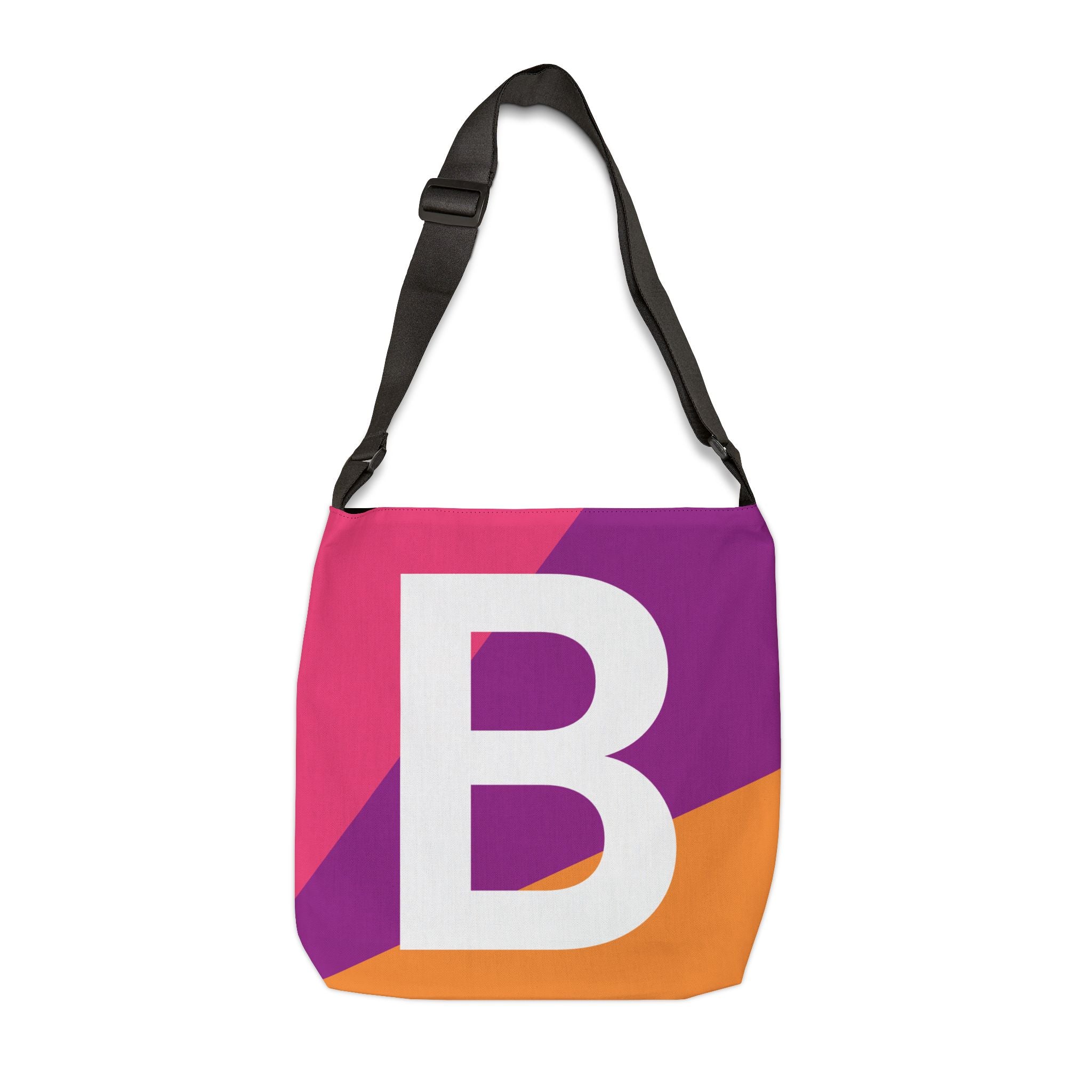 Initial Letter 'B' Colorblock Adjustable Tote Bag — Monogram Alphabet Shoulder Bag