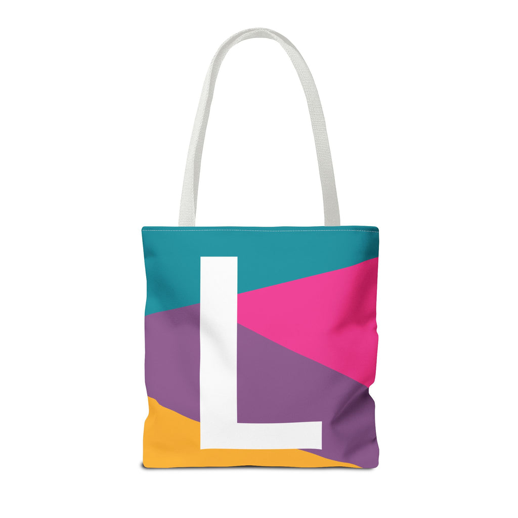 Monogram 'L' Colorblock Tote Bag — Personalized Initial L Shoulder Tote