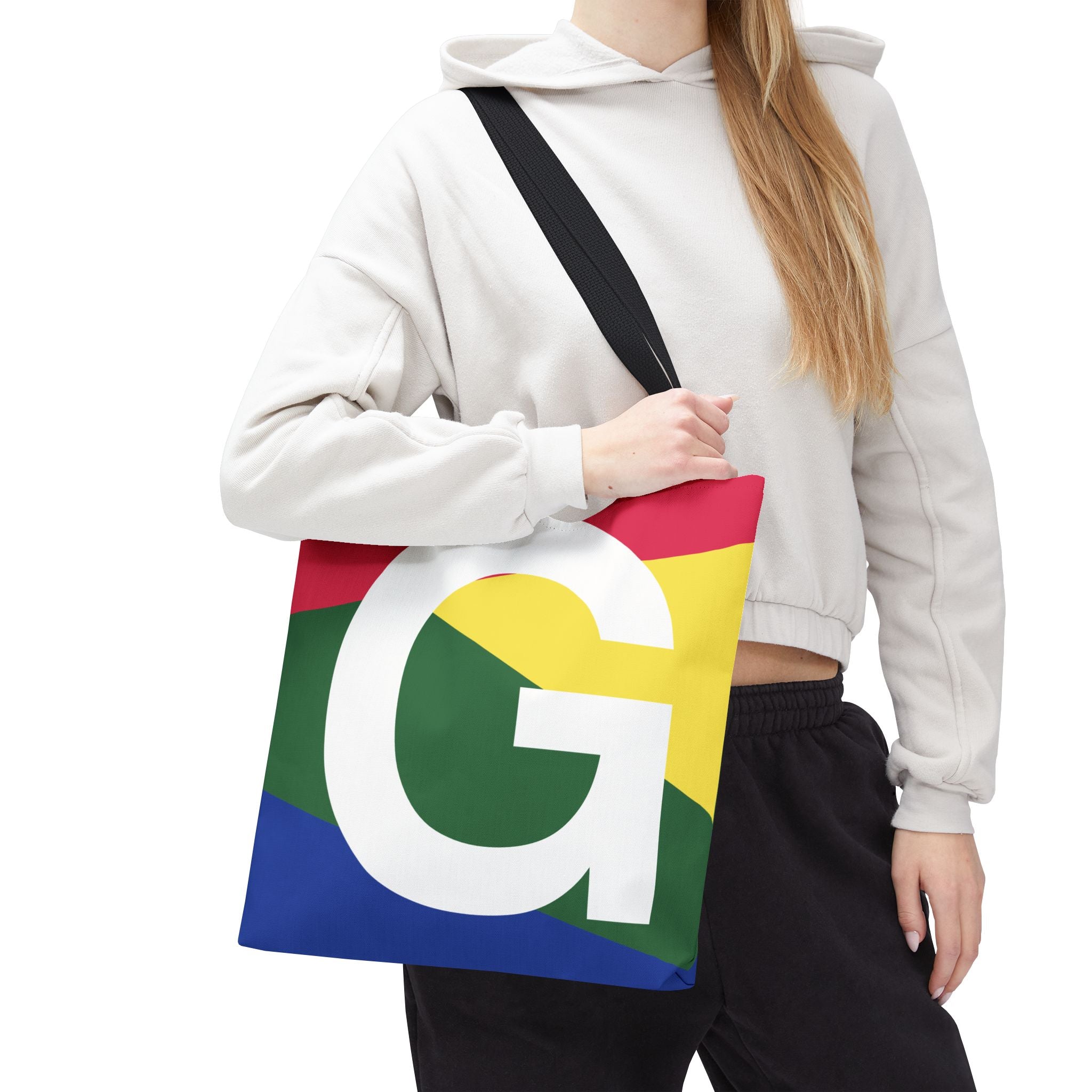Monogram 'G' Colorblock Tote Bag — Personalized Initial G Shoulder Tote