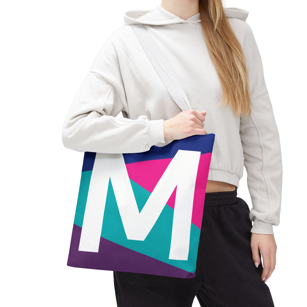Monogram 'M' Colorblock Tote Bag — Personalized Initial L Shoulder Tote