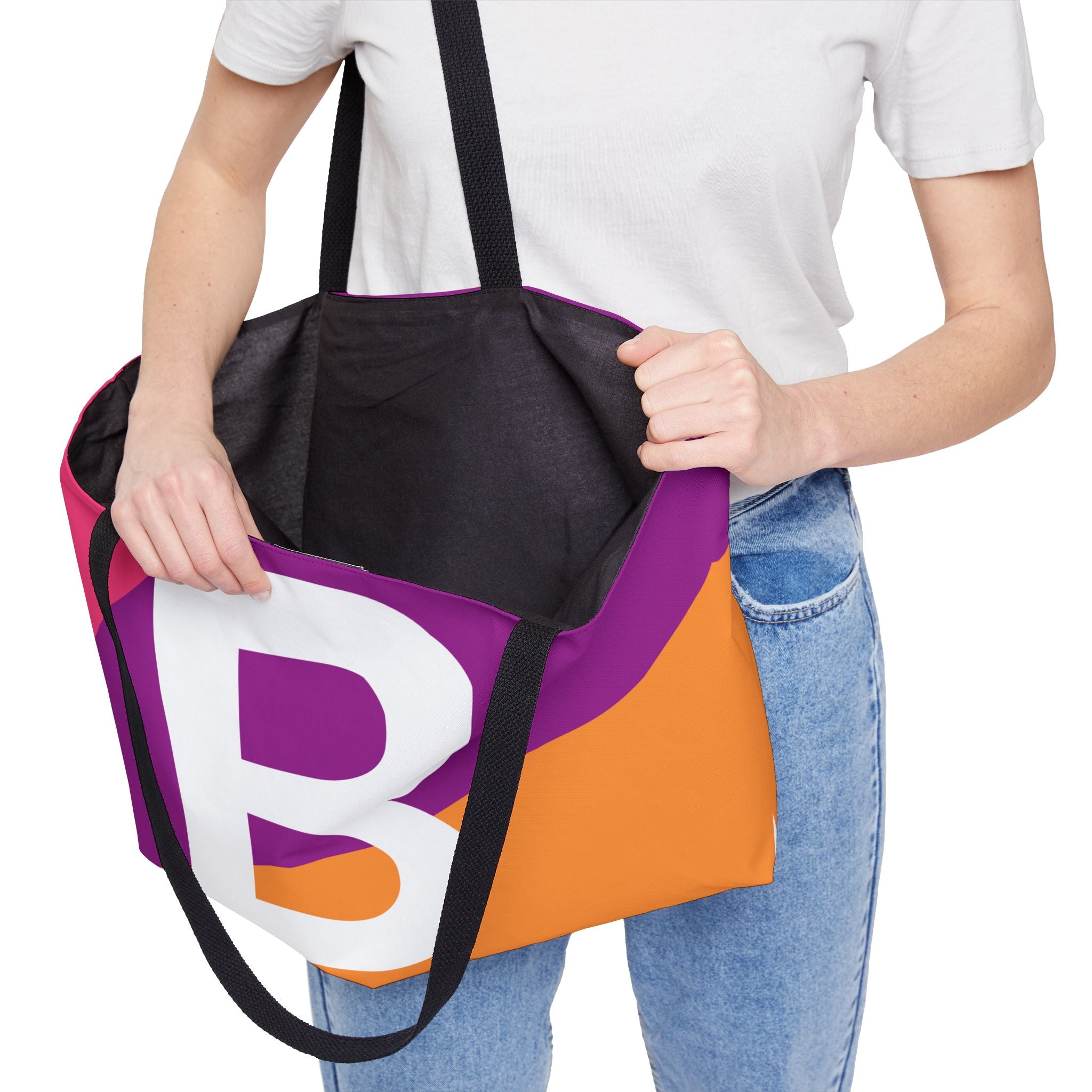 Personalized 'B' Colorblock Tote Bag — Monogram Weekender Tote