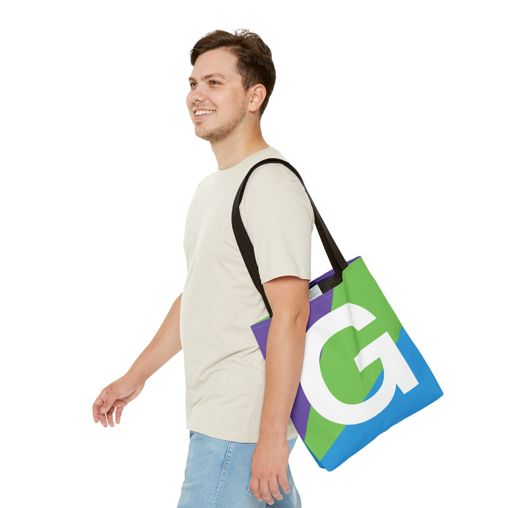 Monogram 'G' Colorblock Tote Bag — Personalized Initial G Shoulder Tote