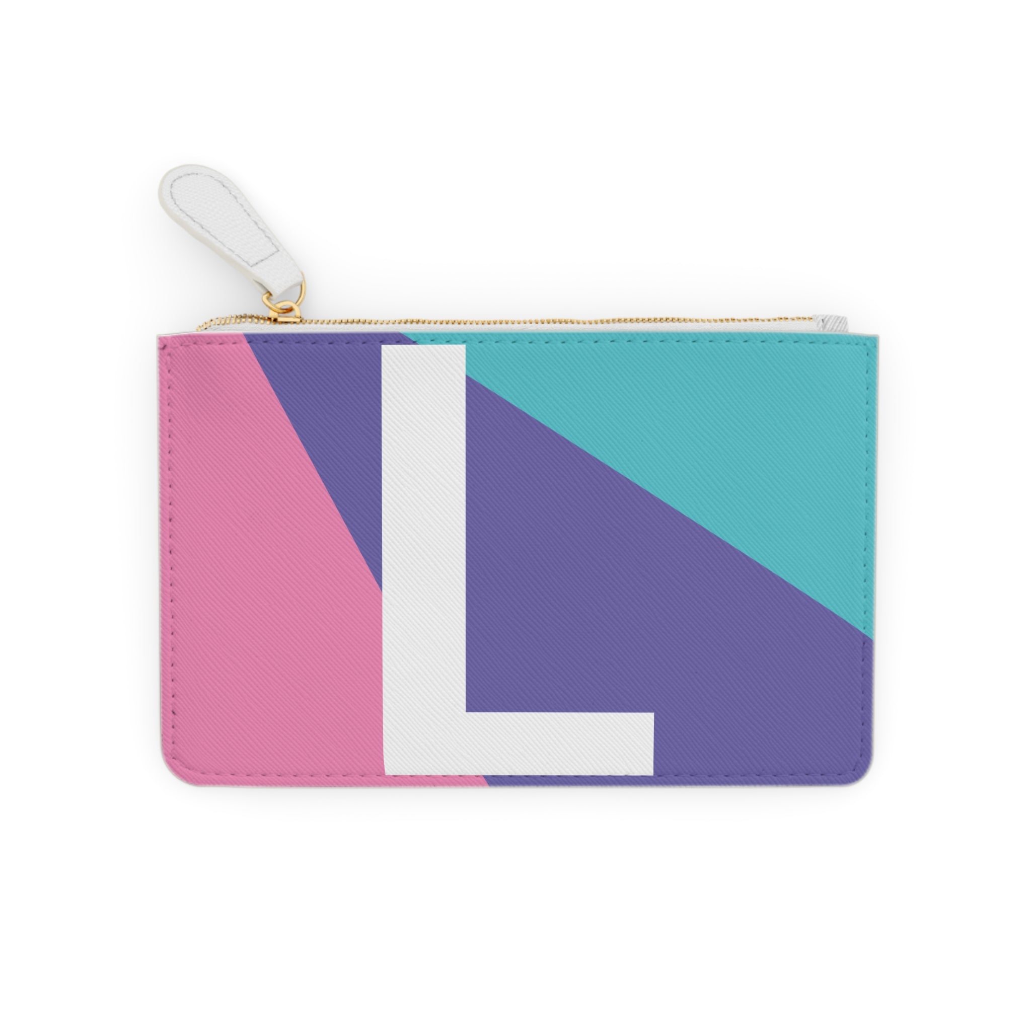 Initial L Mini Clutch — Colorblock Monogram Wristlet Wallet