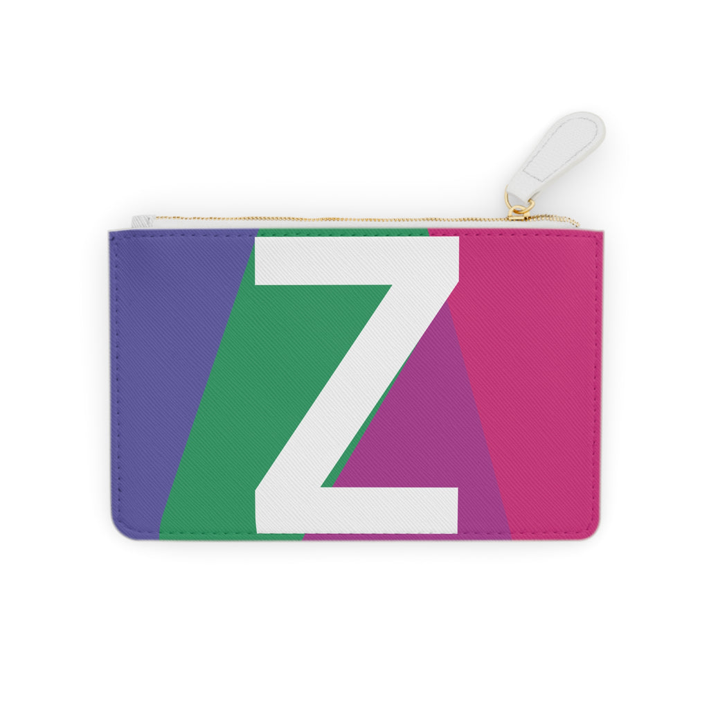 Initial Z Mini Clutch — Colorblock Monogram Wristlet Wallet