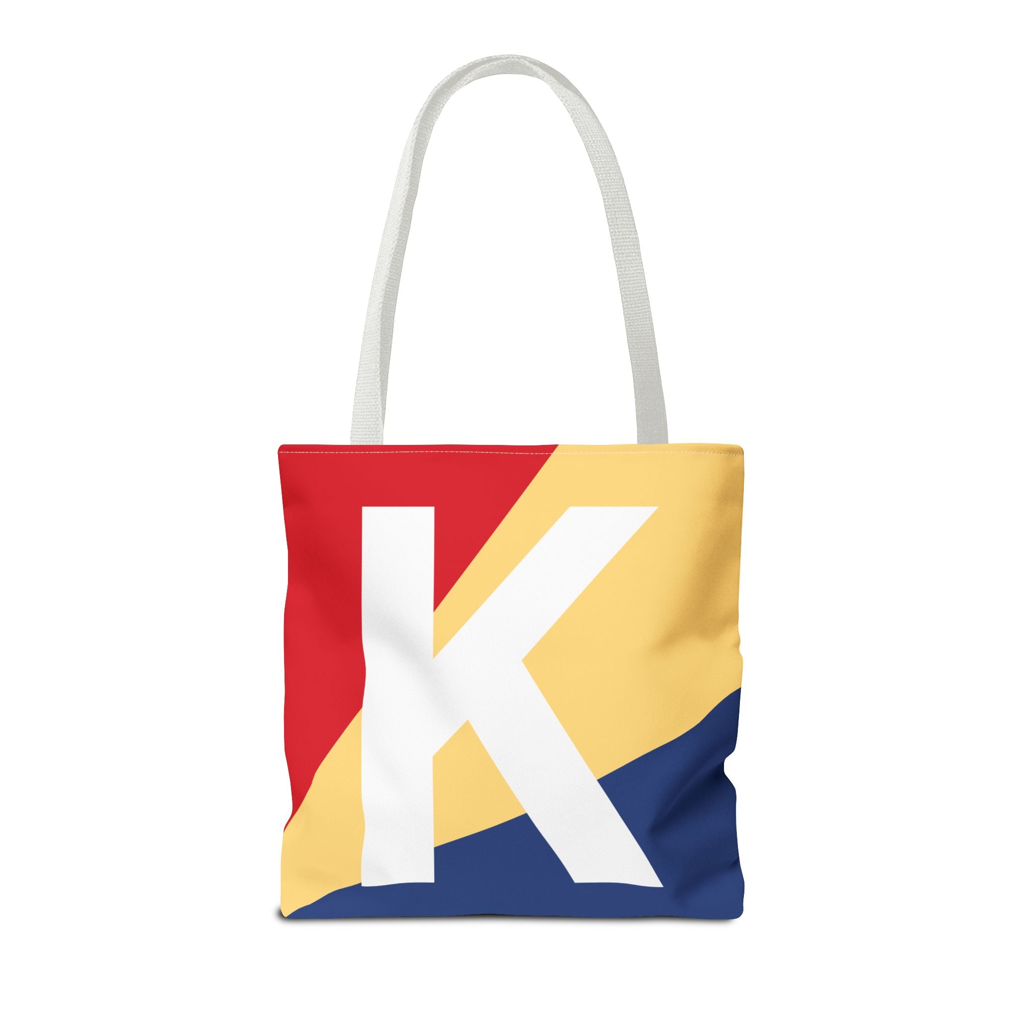 Monogram 'K' Colorblock Tote Bag — Personalized Initial K Shoulder Tote