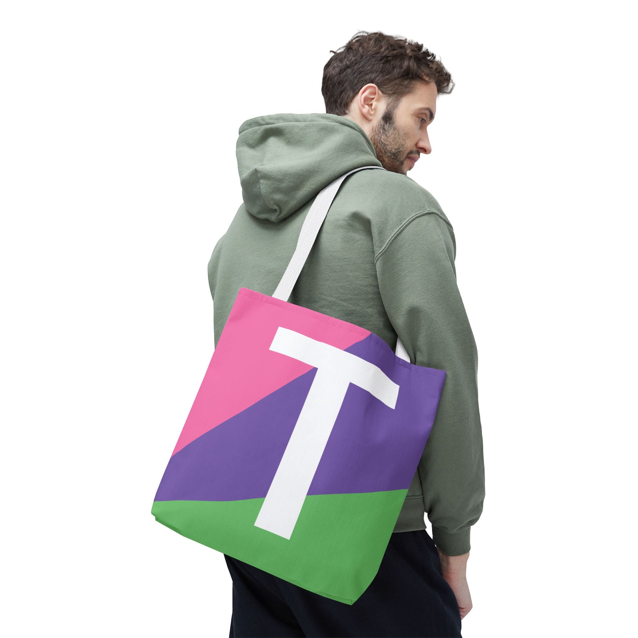 Monogram 'T' Colorblock Tote Bag — Personalized Initial T Shoulder Tote