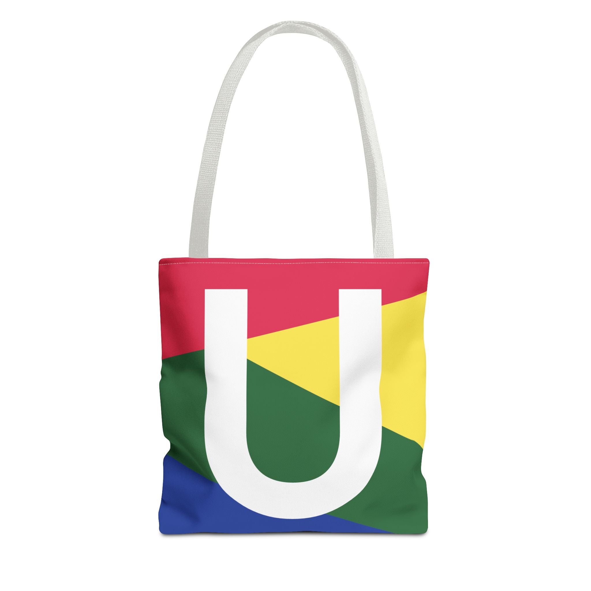 Monogram 'U' Colorblock Tote Bag — Personalized Initial U Shoulder Tote