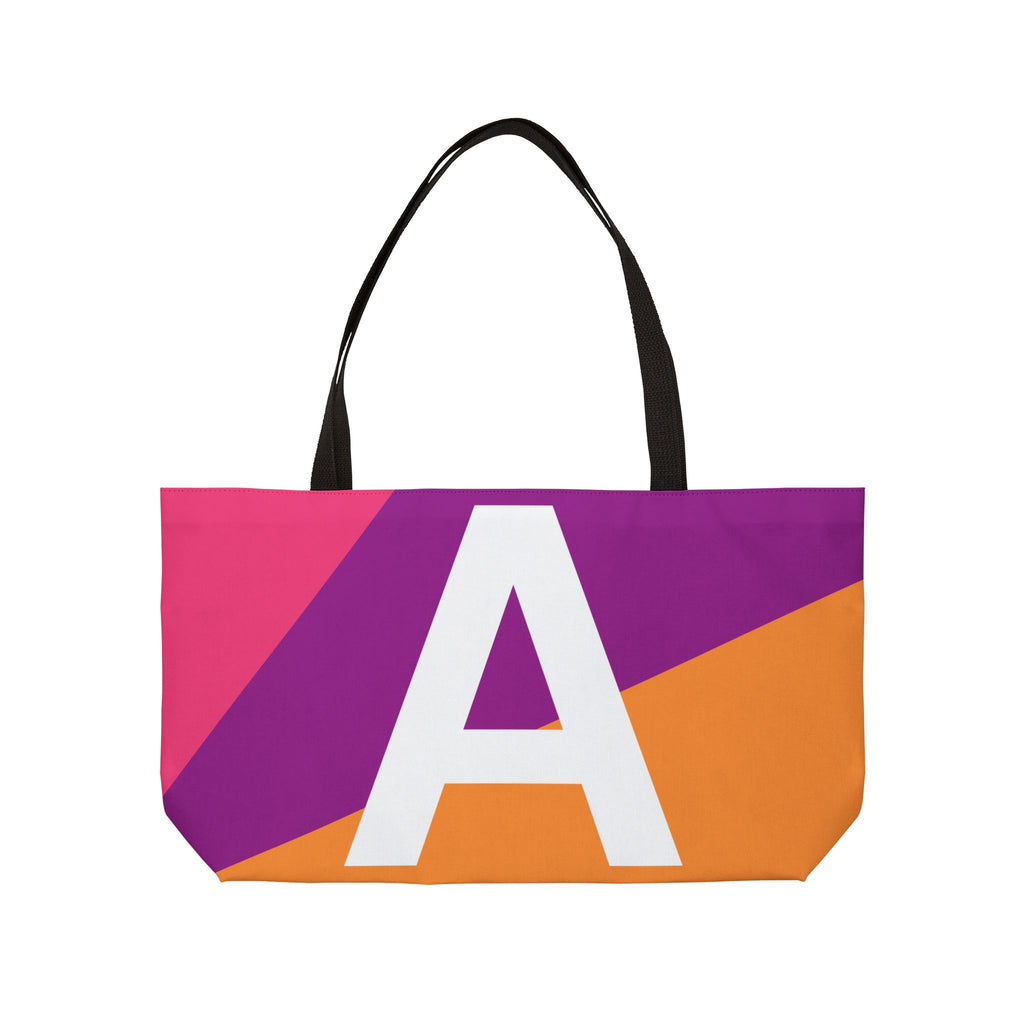 Personalized 'A' Colorblock Tote Bag — Monogram Weekender Tote