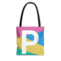 Monogram 'P' Colorblock Tote Bag — Personalized Initial P Shoulder Tote