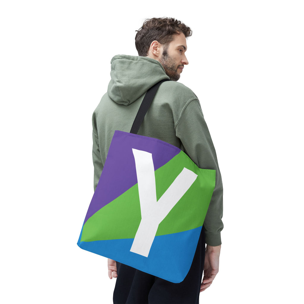 Monogram 'Y' Colorblock Tote Bag — Personalized Initial Y Shoulder Tote