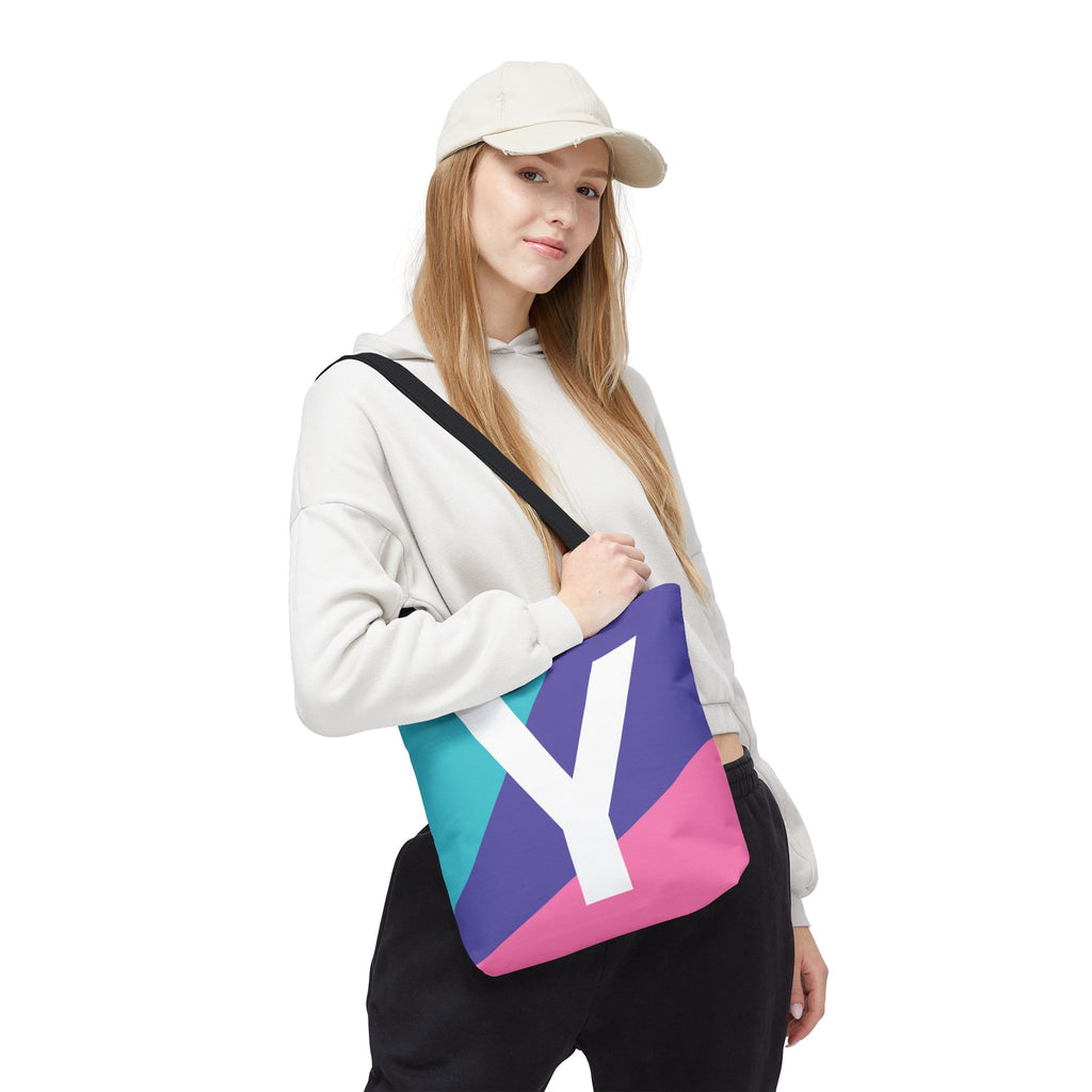 Monogram 'Y' Colorblock Tote Bag — Personalized Initial Y Shoulder Tote