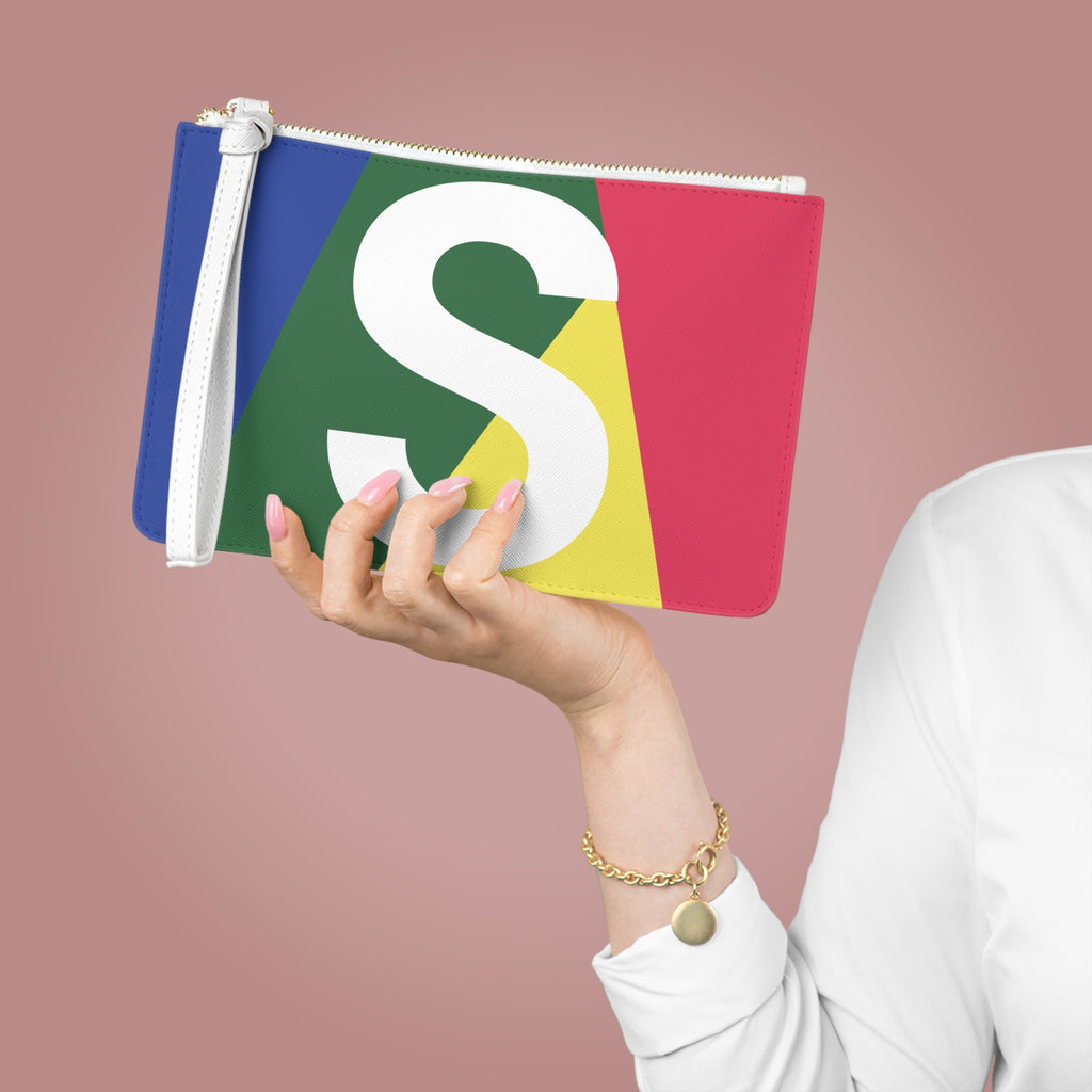 Monogram 'S' Colorblock Clutch Bag — Bold Geometric Wristlet for Everyday & Gifts