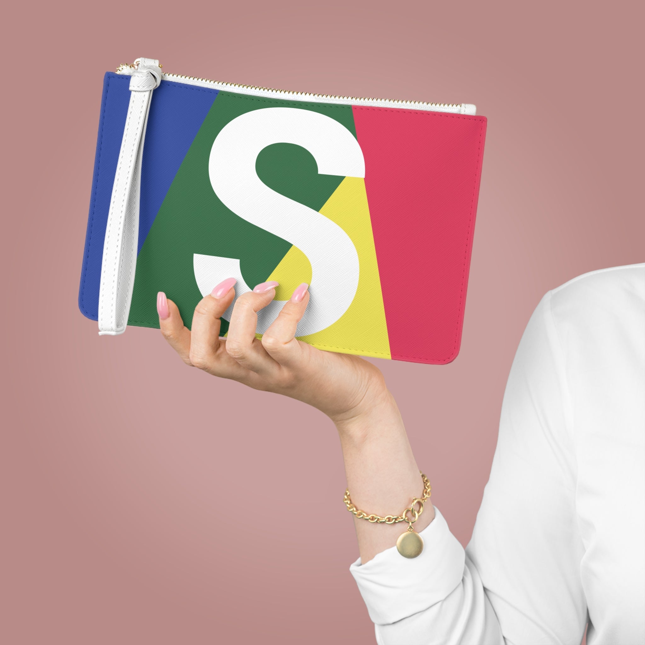 Monogram 'S' Colorblock Clutch Bag — Bold Geometric Wristlet for Everyday & Gifts