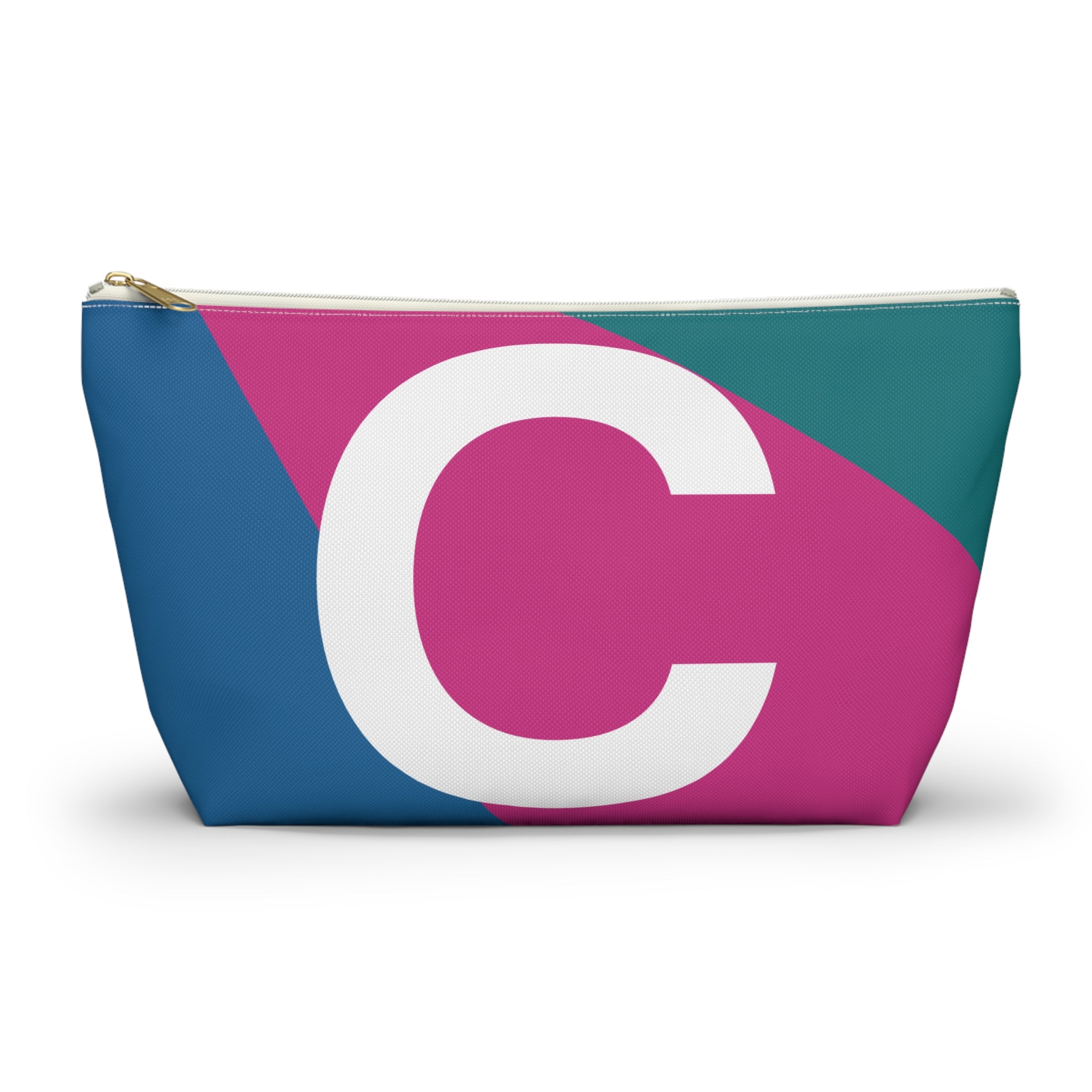 Initials Colorblock Accessory Pouch — Monogram C T-Bottom Cosmetic Bag