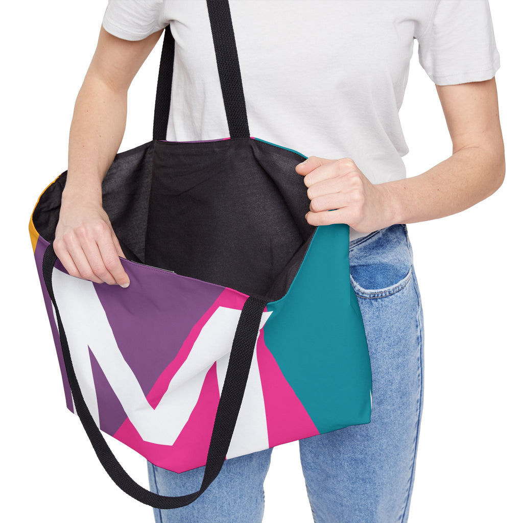 Personalized 'M' Colorblock Tote Bag — Monogram Weekender Tote