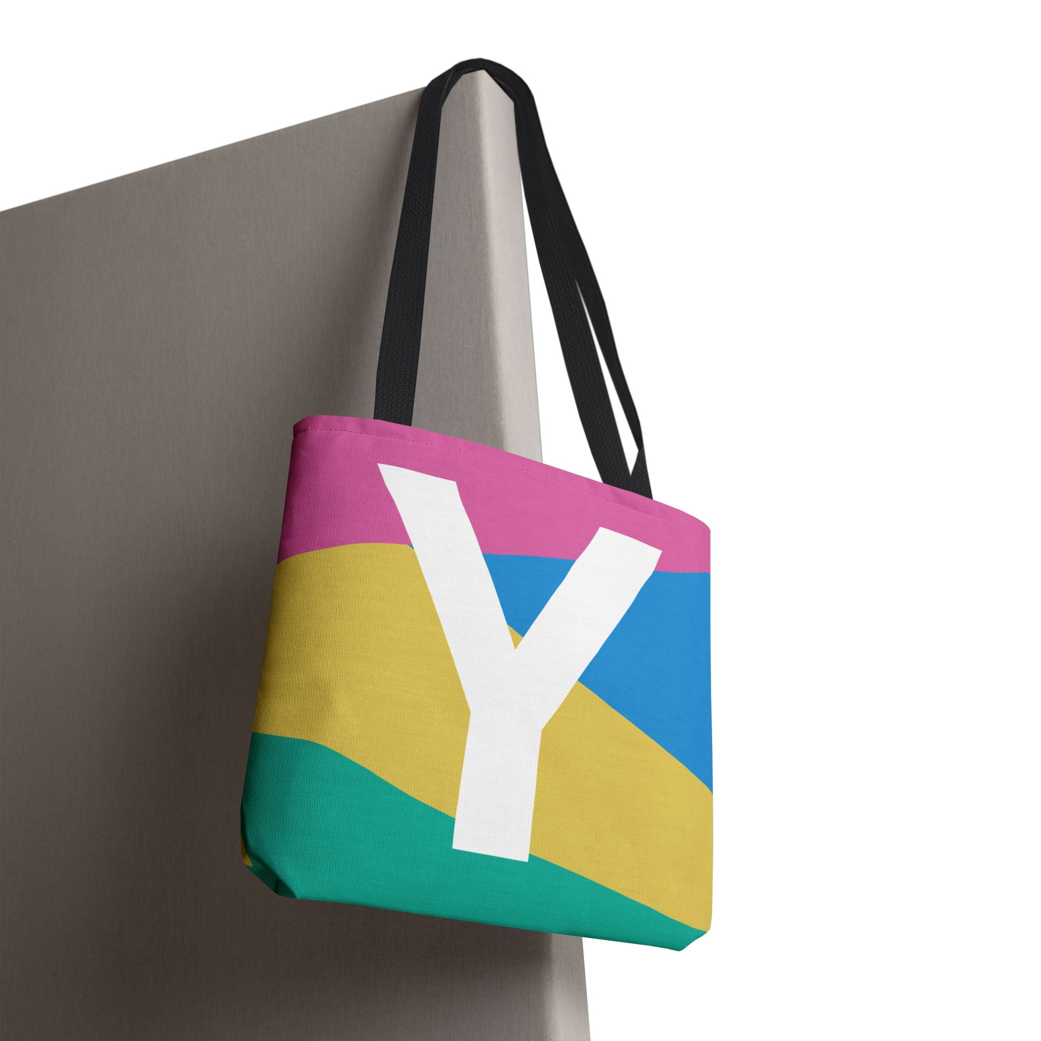 Monogram 'Y' Colorblock Tote Bag — Personalized Initial Y Shoulder Tote