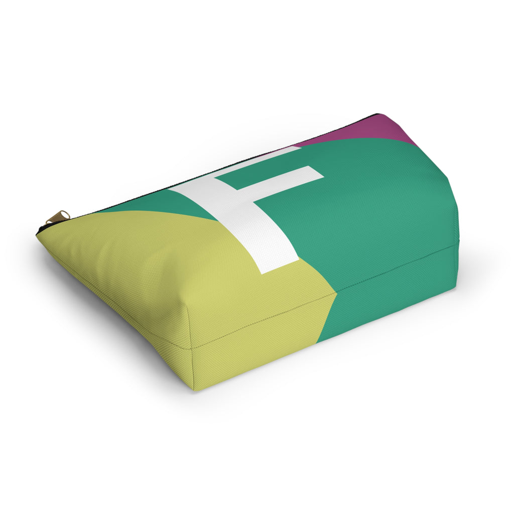 Initials Colorblock Accessory Pouch — Monogram F T-Bottom Cosmetic Bag