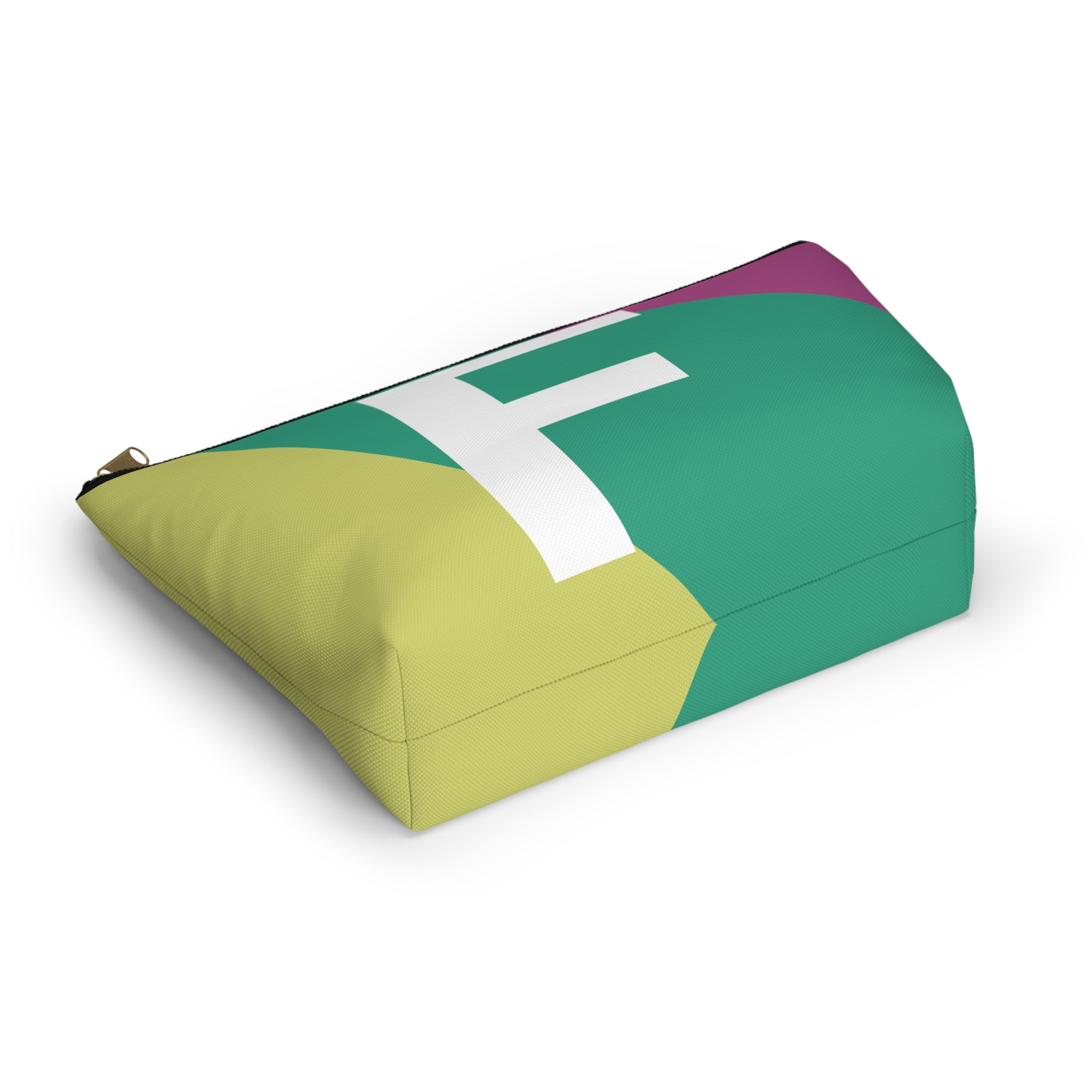 Initials Colorblock Accessory Pouch — Monogram F T-Bottom Cosmetic Bag