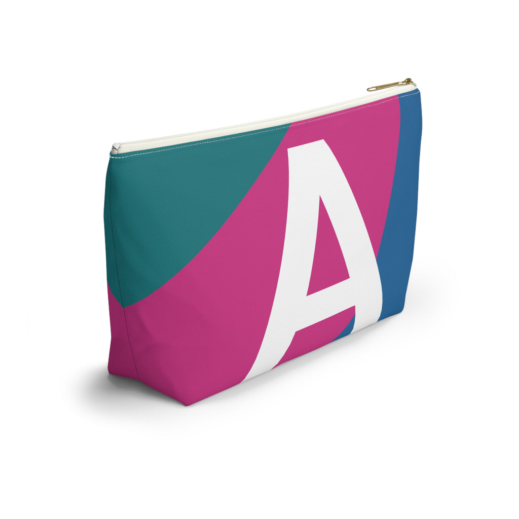 Initials Colorblock Accessory Pouch — Monogram A T-Bottom Cosmetic Bag