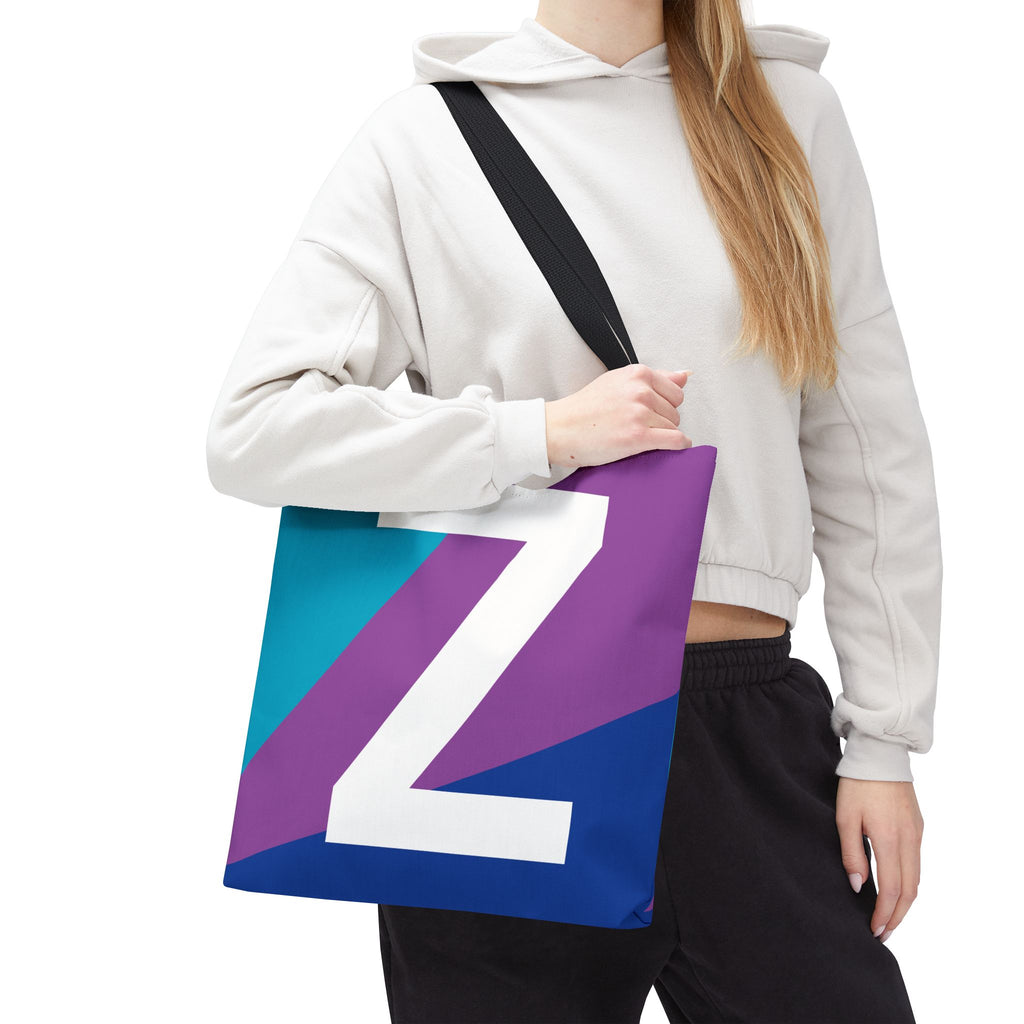 Monogram 'Z' Colorblock Tote Bag — Personalized Initial Z Shoulder Tote